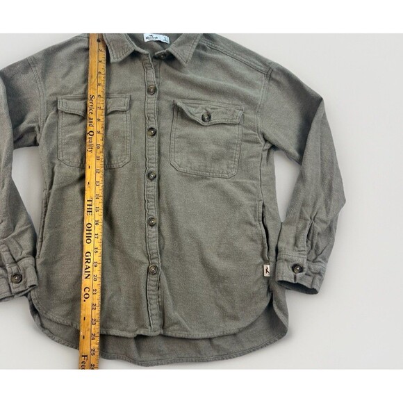 Hollister Boyfriend Fit Flannel Long Sleeve Shirt Shacket Olive Womens S Fall - Picture 2 of 6